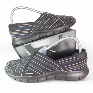 Bernie Mev Striped Stretch Fabric Slip-on Loafers Black / Multicolor Women's 8/3 - Picture 1 of 11