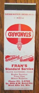 FRANK KATERSKI ESTÁNDAR GASOLINERA MATCHCOVER: WEST ALLIS, WISCONSIN -E22 - Imagen 1 de 2