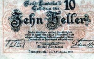 Europa, Austria Estados: Tirol 10-50 Heller 1.9.1919 - Imagen 1 de 4