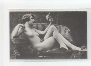 LEO 85 Admiring Rose French Risque Nude Model Postcard Re-print Blank Back - Picture 1 of 2