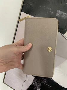 Valentina Zip Around Wallet Pebbled Finish Leather Flint Colour Made In Italy - Picture 1 of 9