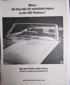 Pontiac 'Where are windshield wipers on the 1967 Pontiacs?' Print Ad - Picture 1 of 1