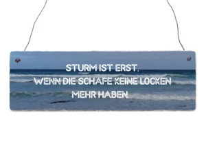 Holzschild Shabby STURM IST ERST Nordsee Strand Türschild Vintage Spruch - Bild 1 von 1