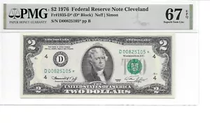 1976* Cleveland Star $2 FRN (D* Block) PMG 67 EPQ Superb Gem Uncirculated - Picture 1 of 4
