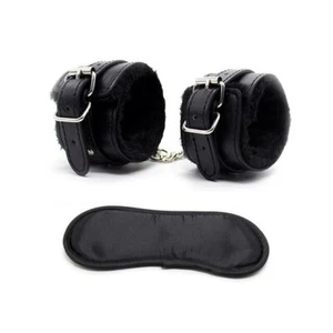Bondage Wrist Handcuffs Blindfold Ankle Cuffs SM Restraint Shackle Furry BDSM - Picture 1 of 14