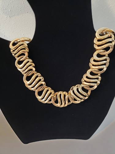Collana Vintage Givenchy Paris New York Grossa Maglia Placcata Oro Dichiarazione