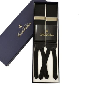 BROOKS BROTHERS Solid Black Braces Suspenders USA Made NWT - Picture 1 of 2