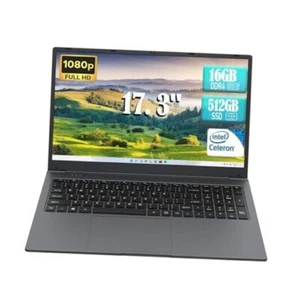 Laptop Computer, 17 inch Laptop, Intel Celeron N5095(UP to 16GB RAM+512GB SSD - Picture 1 of 7