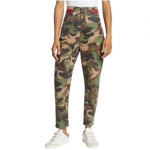 Neu mit Etikett Veronica Beard Kane Camouflage-Hose spitz zulaufendes Bein Knopfleiste 25 - Bild 1 von 12
