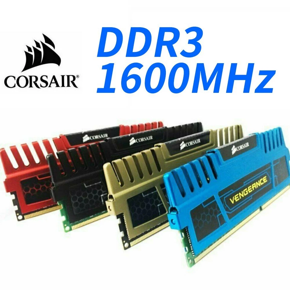 Corsair 32GB 16GB 8GB DDR3 1600MHz PC3-12800 240Pin Memory SDRAM Blue Black LOT - Image 1 of 4