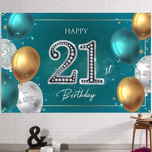 6x4ft Happy 21st Birthday Banner Backdrop - 21 Years Old Birthday Decorations... - Picture 1 of 7