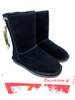 Bearpaw Emma Short Cold Weather Flat Boots- Black Suede, US 5M