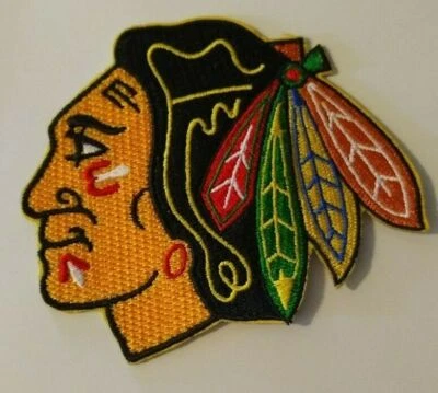 Chicago Blackhawks Embroidered Patch~3 1/2" x 3"~Iron or Sew On~NHL~Ships FREE - Image 1 of 2