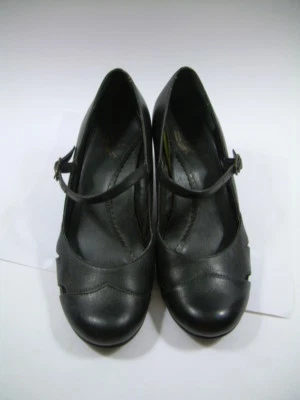 Ladies 7.5 M WHITE MOUNTAIN * black leather * MARY JANEs shoes wedge heels clean - Image 1 of 4