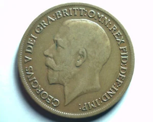 1920 GREAT BRITAIN GEORGE V ONE PENNY KM# 810 VERY FINE+ VF+ ORIGINAL 99c SHIP - Picture 1 of 2