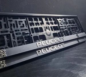 SET OF x2 Peugeot Number Plate Surrounds Holders Frames. - Picture 1 of 6