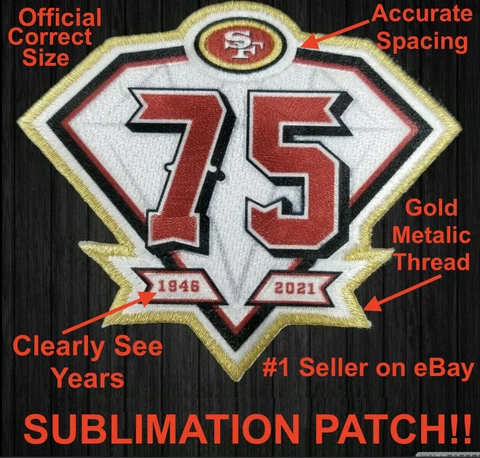 SAN FRANCISCO 49ers 75th Anniversary Patch Football Jersey Official Size 75 yrs Cover