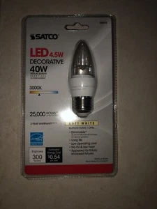 Satco 4.5W LED B11 Bulb Dimmable Soft White Medium Base 40 Watt Replacement - Picture 1 of 1
