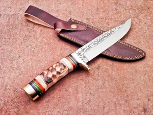 12" Custom Handmade Damascus Blade Camping Hunting Knife Bowie Knife WD-8549 - Picture 1 of 14