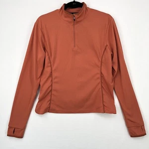 Title Nine Womens Size Large Quarter Zip Pullover Top Orange Coral Long Sleeve - Picture 1 of 12