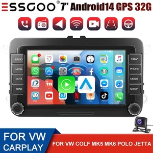 7" Android 14 Carplay For VW Volkswagen Jetta Passat Car Stereo FM Radio 32G+AHD - Picture 1 of 15
