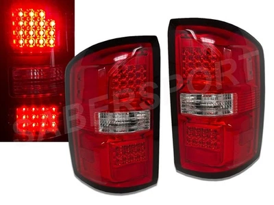 Luces traseras LED rojas transparentes para GMC Sierra 1500 2014-2018 con luces traseras halógenas Foto 1 de 4