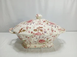 Vtg Johnson Brothers Chintz Rose Pattern Large Lidded Soup Tureen = England - Picture 1 of 24