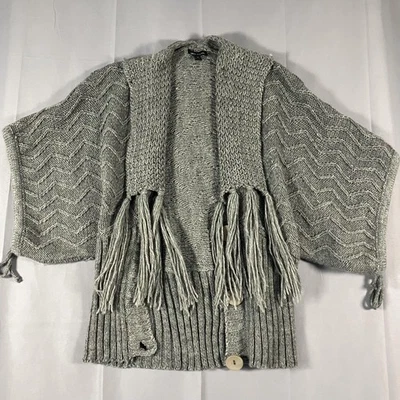 Suéter Peppe Peluso Mujer Medio Tejido Flecos Cárdigan Grueso Boho Mezcla de Lana Foto 1 de 4