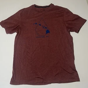 Volcom Stone HI Hawaii Logo Burgundy Red Men’s T- Shirt size L - Picture 1 of 6