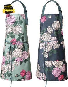 2er Pack Blumen Schürzen mit Tasche Blühend Damen Wasserdicht Verstellbar Kochen A - Bild 1 von 8