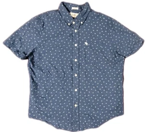 Abercrombie & Fitch blau weiß gepunktetes Kurzarm Button Down Hemd Größe XL - Bild 1 von 4
