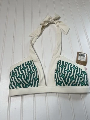 Boden Womens Ithaca Halter Bikini Top US 8 Green Geometric Swim NEW 392 - Image 1 of 3
