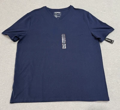 Express Shirt Mens XL Navy Blue Slim Stretch Moisture Wicking V Neck Tee New nwt - Image 1 of 4