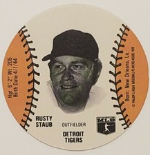 Rare Rusty Staub Limited Edition 1978 MSA Wiffle Ball Card Disc Detroit Tigers