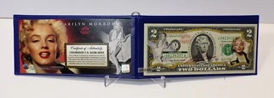 Marilyn Monroe Colorized $2 Bill w COA Commemorative Binder 052024WT3 - Image 1 of 4