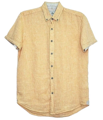 Report Collection Shirt Men's Linen Orange Button Down Beach Casual Small - Image 1 of 4