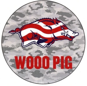 Arkansas Razorbacks Baseball Wooo Pig Patriotic American Flag Camo 3” Sticker - Picture 1 of 1