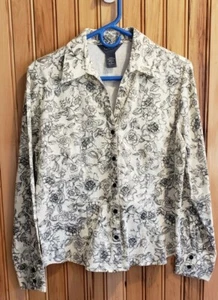 Van Heusen Dress Shirt Women’s Medium Floral Button Down L/S Cotton Business - Picture 1 of 9