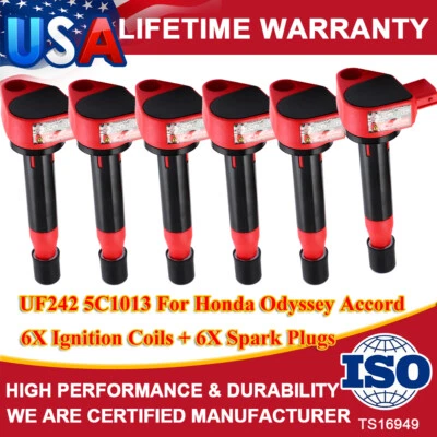 Set of 6 Ignition Coils For 1999 2000-2010 Acura Honda Accord Odyssey 3.0L UF242 - Image 1 of 4