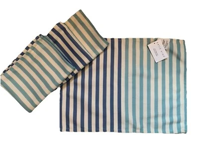 NWT Katie Kime Set Of 4 Placemats Blue Teal Cream Striped Nautical Beach - Image 1 of 4