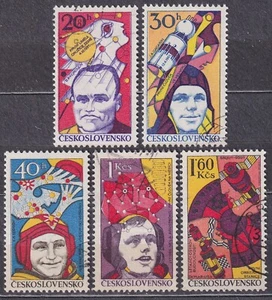 CZECHOSLOVAKIA 1977 SC#2139/43 USED set, Space research, 20th anniv. - Foto 1 di 1