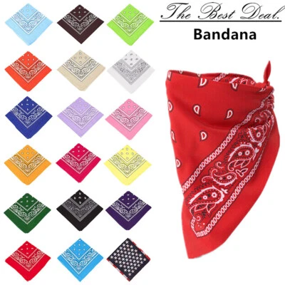 Mens Womens 3/6/12 Pack Lot Paisley Print Bandana 100% Cotton Head Warp Scarf - Image 1 of 4
