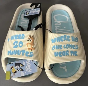 Groundup Bluey Slides Chill Heeler Women's Sz 8 Ludo Studios NWT - Picture 1 of 3