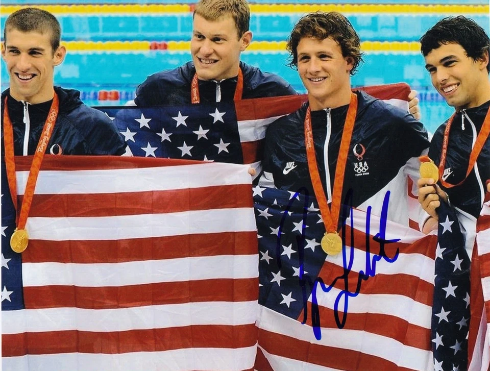 Medalha de ouro nadador olímpico dos EUA Ryan Lochte autografada foto 8x10 - Imagem 1 de 1