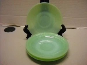 Juego de 4 bordes acanalados platillo Anchor Hocking Fire King Jadeite Jane Ray de colección (RR) - Imagen 1 de 9
