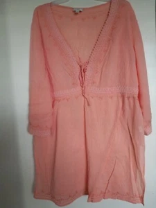 J Jill Gaze Tunika Top Koralle Popover Damen Large 100% Baumwolle - Bild 1 von 4