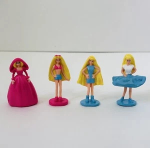 Mattel Barbie 1998 2” Mini Figurines Blue Pink Barbies 4 Piece - Picture 1 of 5