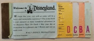 Vintage Disneyland Ticket Book with Attached Coupons A,B,C,D - Bild 1 von 6