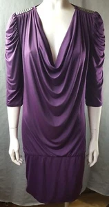 Mujer Talla 4 Vestido Bisou Bisou Púrpura Estilo Disco Banda Escote Drapeado 718-lrc - Imagen 1 de 5