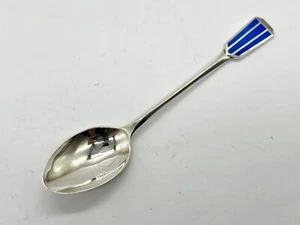 VINTAGE MASSIVER STERLINGSILBER EMAILLE ART DECO TOP TEELÖFFEL ELKINGTON CO! - Bild 1 von 6